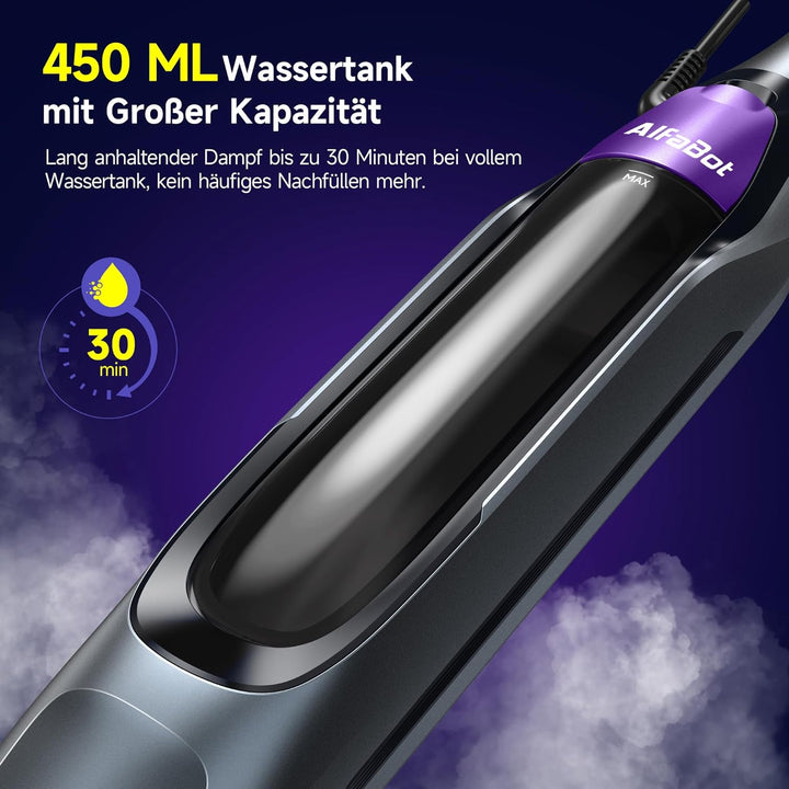 AlfaBot F2 Dampfreiniger – Dampfbesen mit 99,9%iger Desinfektion von Keimen und Bakterien, Dampf in