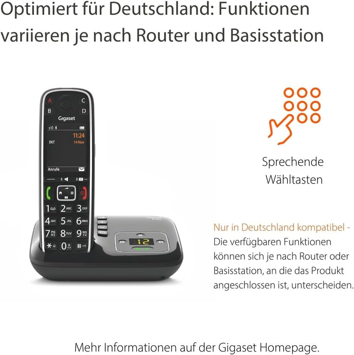 Gigaset E720A - Schnurloses Premium Senioren DECT-Telefon mit Anrufbeantworter - sprechende Wähltast