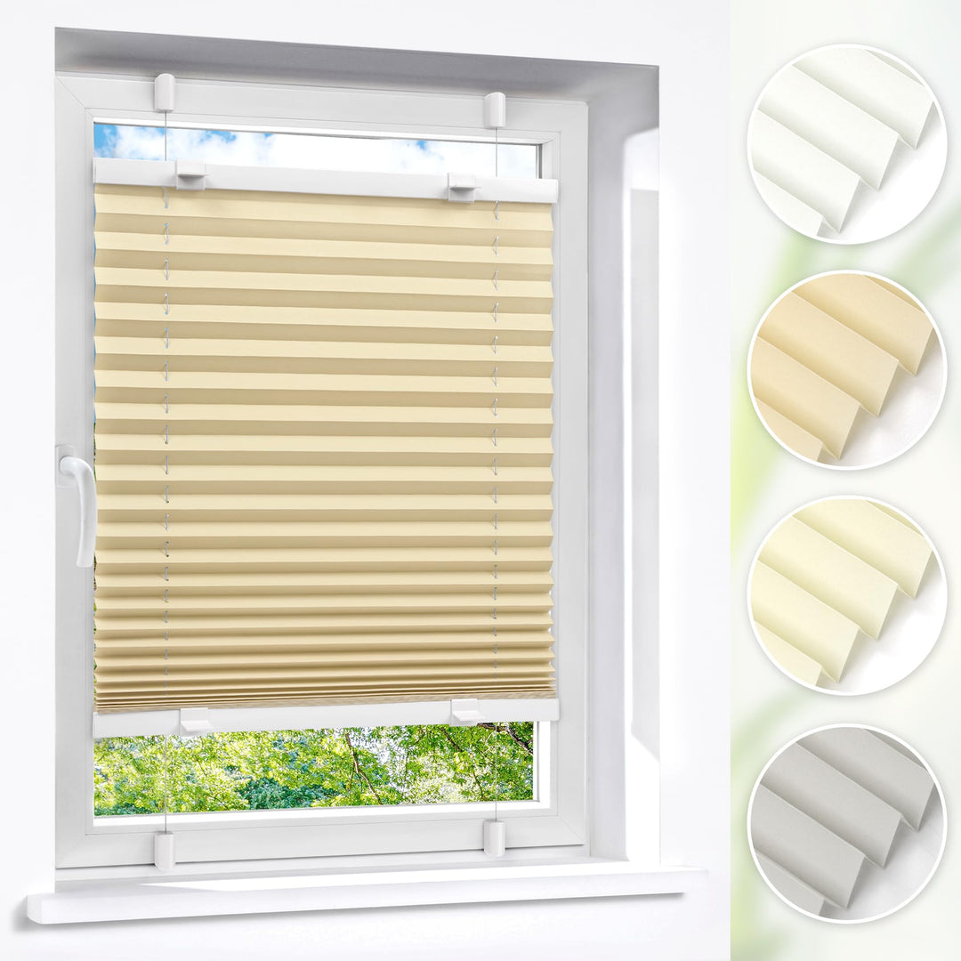 Victoria M. Easyfix Plissee Faltrollo ohne Bohren Plisseeanlage Klemmfix mit Klemmträger für Fenster