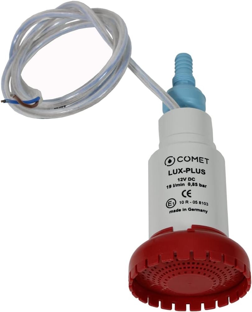 Comet LUX-PLUS Tauchpumpe Wasserpumpe mit Rückschlagventil (verklebt) + Filter 12V 19 Liter für Wohn