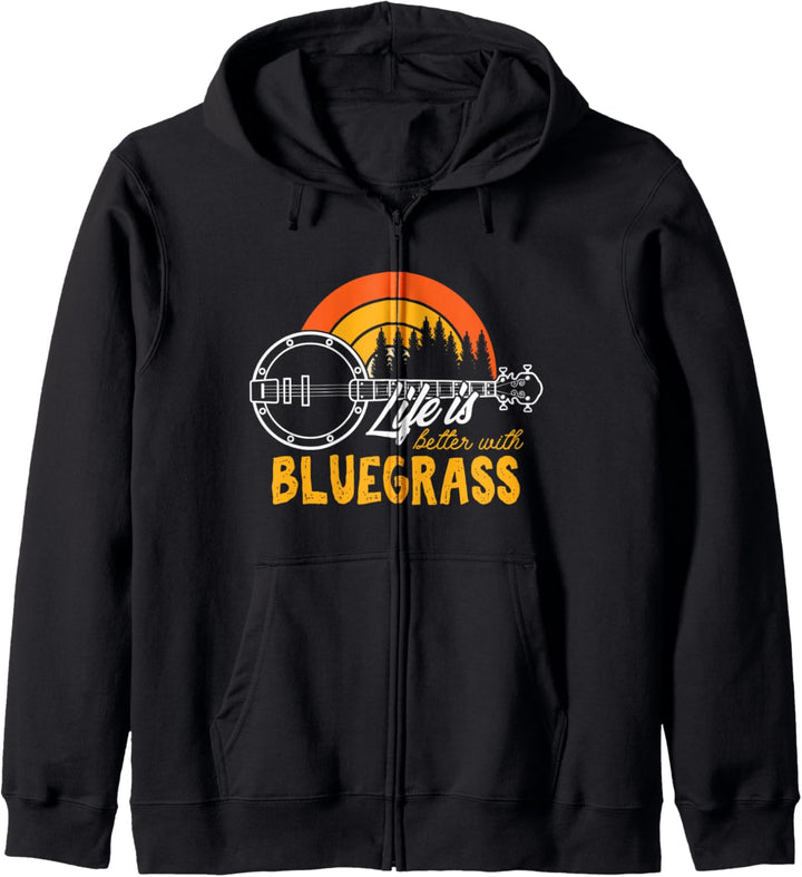 Leben Ist Besser Bluegrass Countrymusik Geige Banjo Musiker Kapuzenjacke