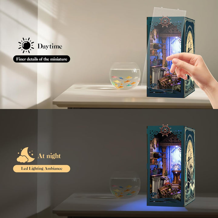 Book Nook Kit für Erwachsene: LUMYCE Holzpuzzle DIY Miniatur Haus 3D Puppenhaus - Buchstütze für Büc