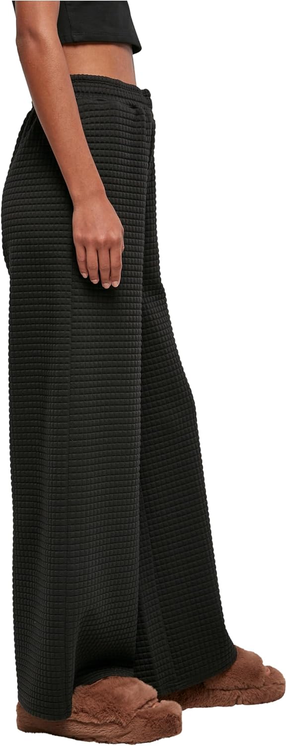 Urban Classics Damen Ladies Quilte Wide Leg Sweat Pants Hose S Schwarz, S Schwarz