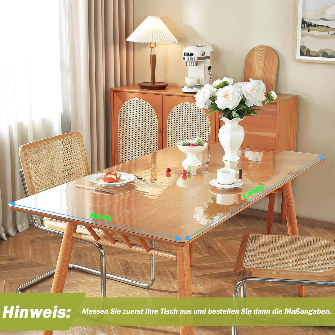 OstepDecor Glasklar Folie 1.5mm, transparente Tischdecke, Tischschutz, Schutztischdecke, Tischfolie