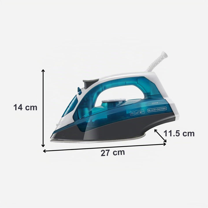 Black+Decker Blau BXIR2200E Dampfbügeleisen, 2200, Kunststoff, 370 milliliters 280ml 2200W Blau, 280