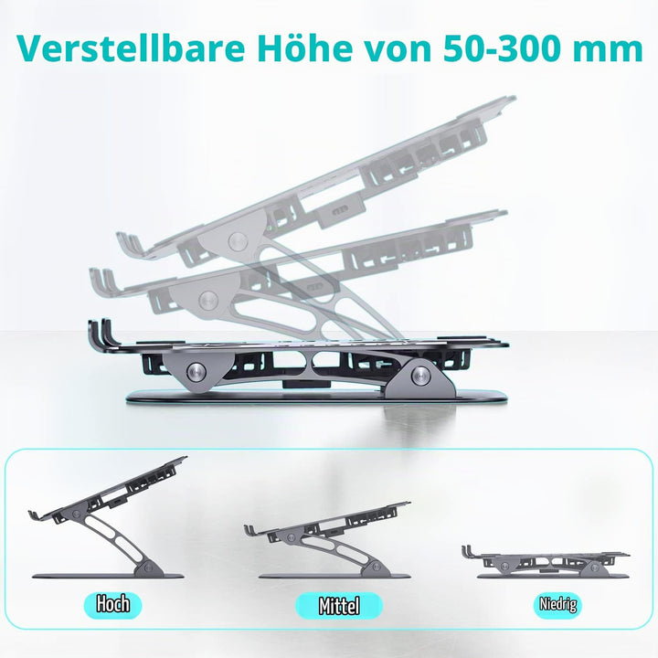 Laptop Ständer Höhenverstellbar mit RGB Lüfter, Faltbarer Laptop Stand aus Aluminiumlegierung, Belüf