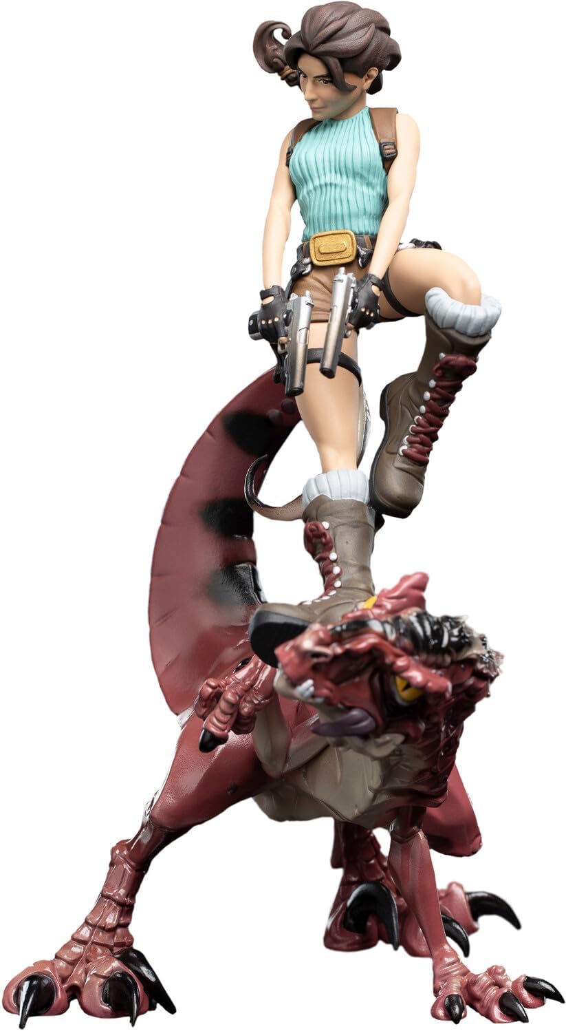 Weta Workshop Tomb Raider Mini Epics Vinyl Figur Lara Croft & Raptor 24 cm