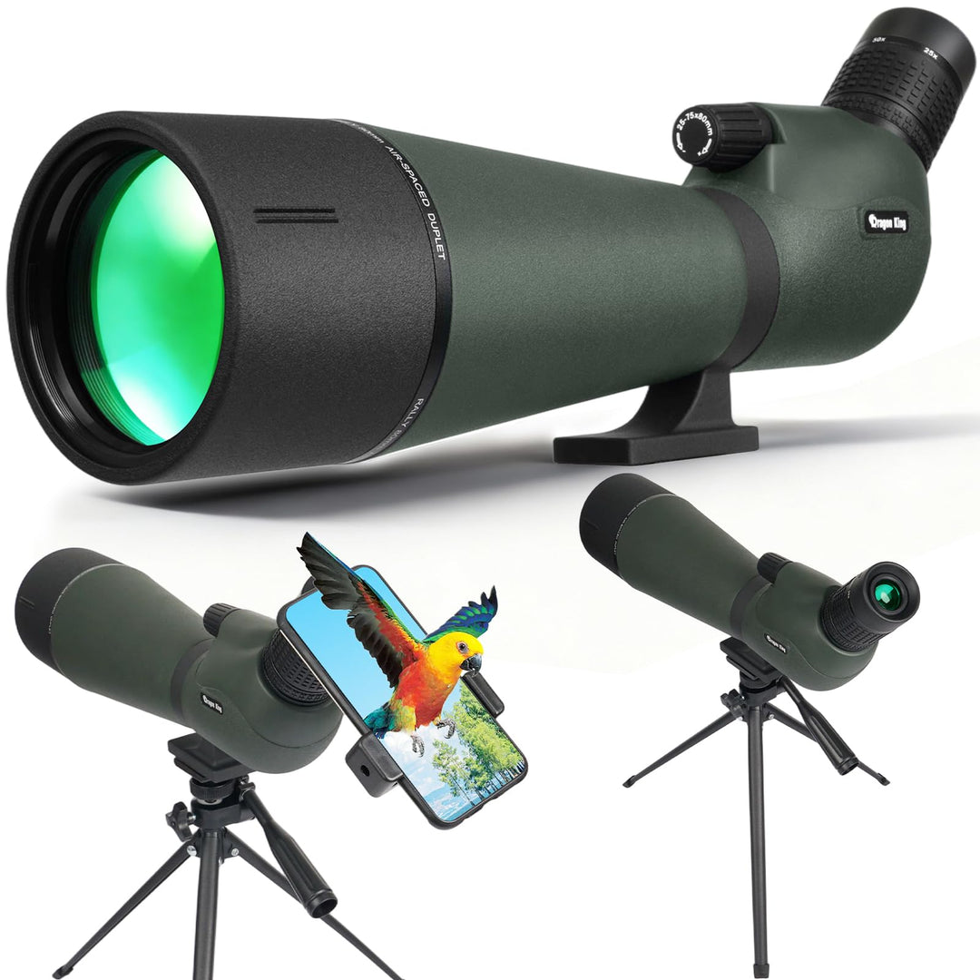 BIBIRE HD-Spektive für das Zielschiessen, 25-75x80-Winkelspektiv mit Stativ und Smartphone-Adapter,
