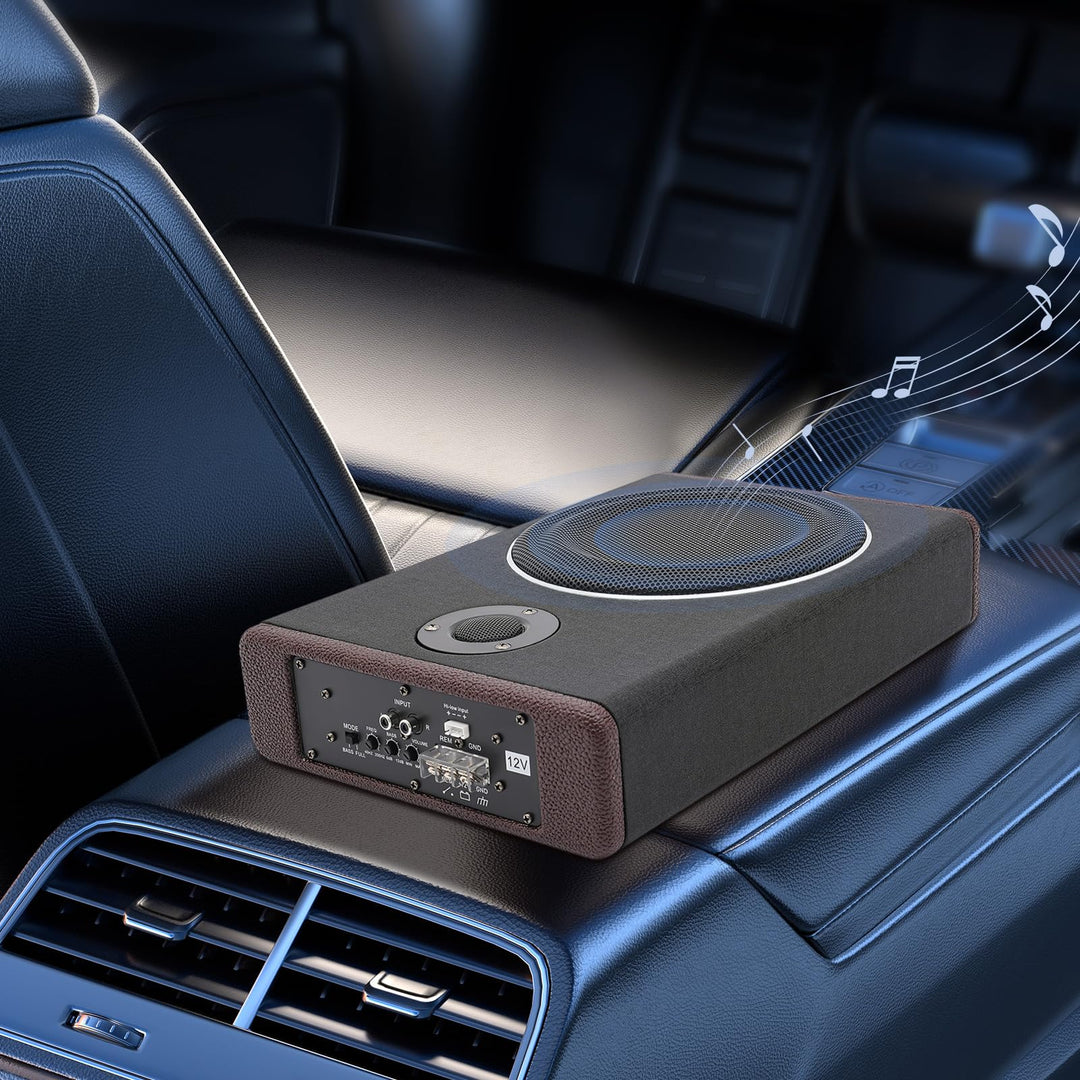 Auto Subwoofer Untersitz 8 Zoll, 600W Auto Aktiv Untersitz Kompakt Subwoofer für Autos Lastwagen und