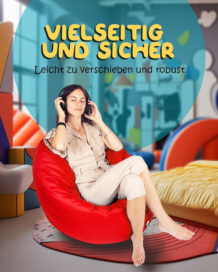 PATCH HOME Sitzsack 2 in 1 Sitzkissen Bodenkissen für Erwachsene &amp; Kinder - Gaming mit Füllung Kisse
