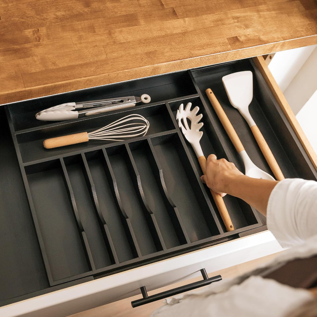 KitchenEdge Plateau à couverts et organisateur d'ustensiles pour tiroirs de cuisine, extensible jusq