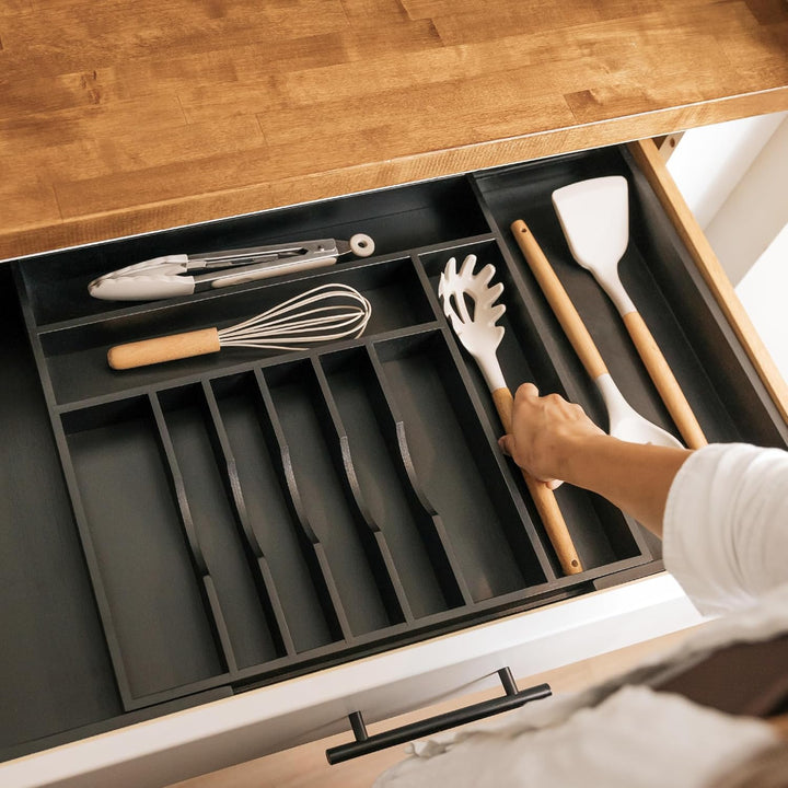 KitchenEdge Plateau à couverts et organisateur d'ustensiles pour tiroirs de cuisine, extensible jusq