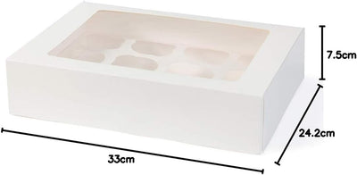 BIOZOYG 12er Cupcake Muffin Box Karton mit grossem Sichtfenster inkl. Einlage I 100 Stück Patisserie