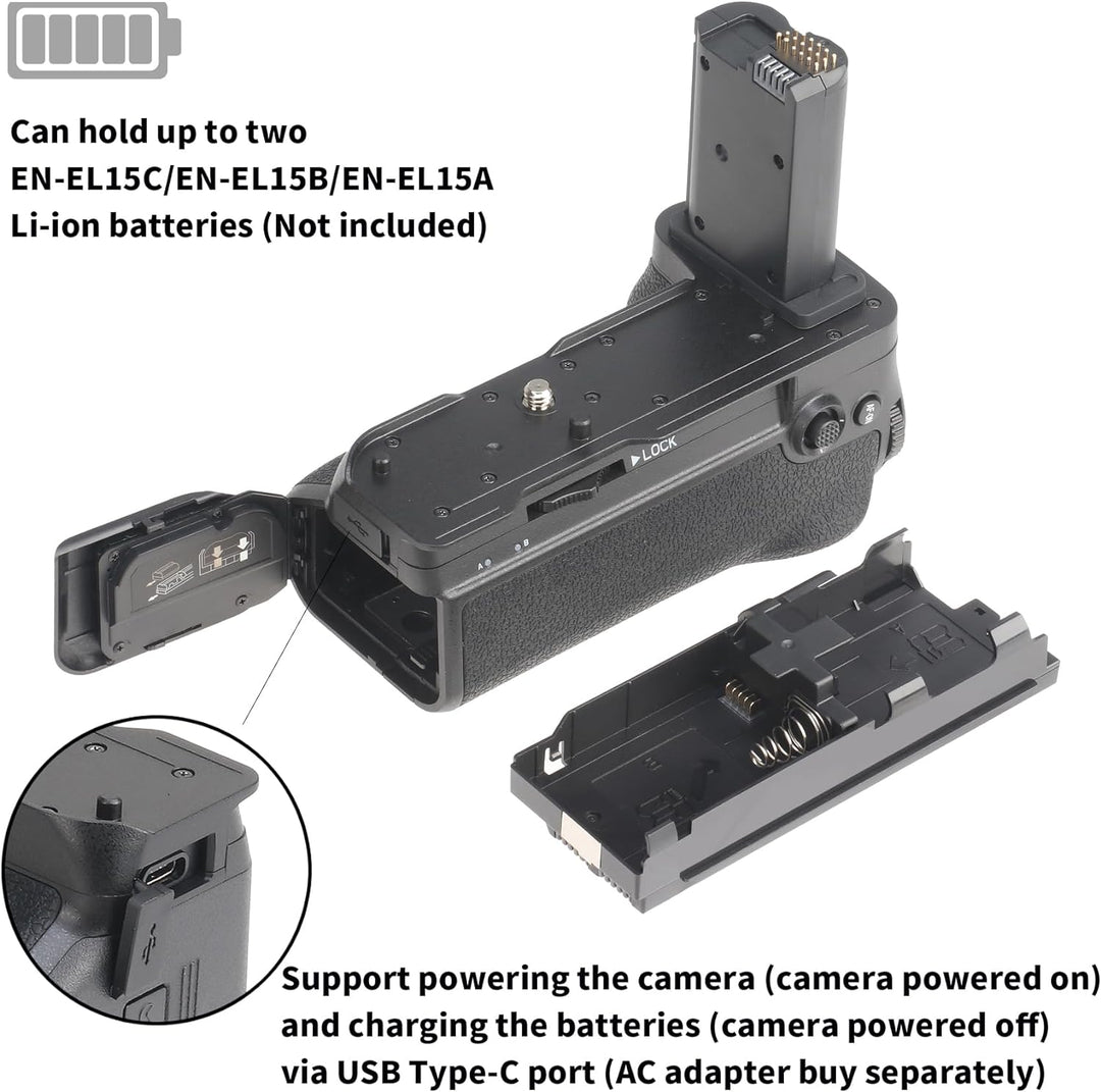 FOTGA Vertikaler Batteriegriff Multi-Power-Pack für Nikon Z8 Kamera Ersatz MB-N12, Stützen Sie bis z