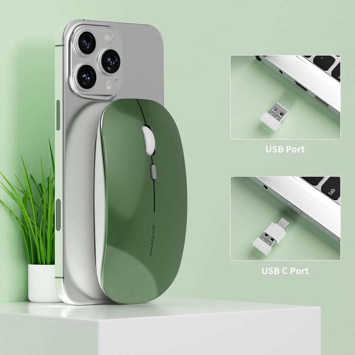 Uiosmuph Q5 Kabellos Maus, Wiederaufladbar Funkmaus 2.4G Leise Funkmaus Ultra Dünn Wireless Computer