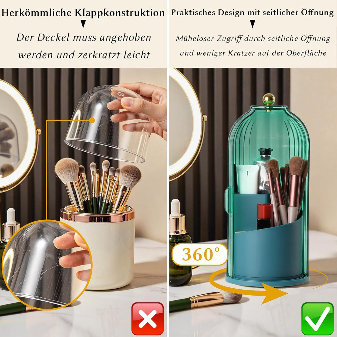 FAVORTALK Make Up Kosmetik Organizer, 360 Drehbarer Make-up-Pinselhalter, Organizer, Transparent, St