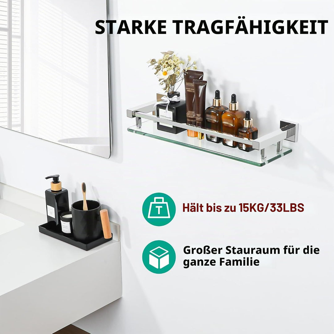 SAYAYO Duschablage Edelstahl, Duschregal Chrom Glasregal Badezimmer Regal Duschkorb Shampoo Halterun