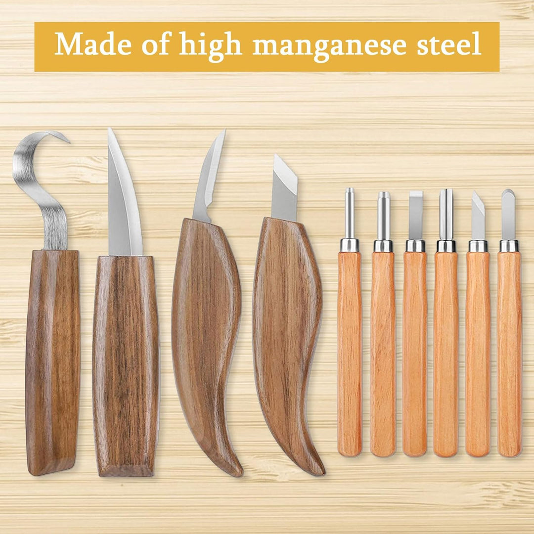 Holz-Schnitzwerkzeug Set, 15PCS Holz Schnitzmesser, Holz Schnitzen Set, Carving DIY Schnitzset mit S
