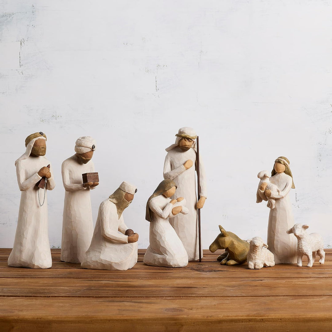 Willow Tree Nativity Accessory Figures with The Three Wisemen Plus Shepherd and Stable Animals 7-Pie
