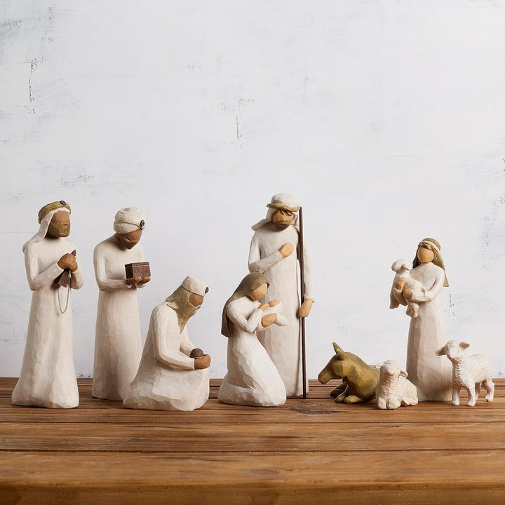Willow Tree Nativity Accessory Figures with The Three Wisemen Plus Shepherd and Stable Animals 7-Pie