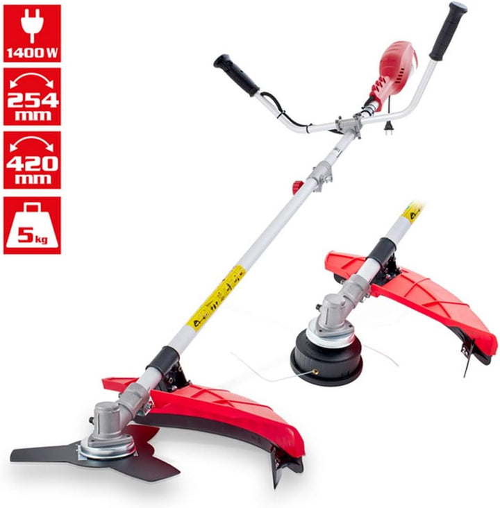 HECHT Elektro Freischneider Motorsense - leistungsstark mit 1400 Watt - 42 cm und 25,4 cm Schnittkre