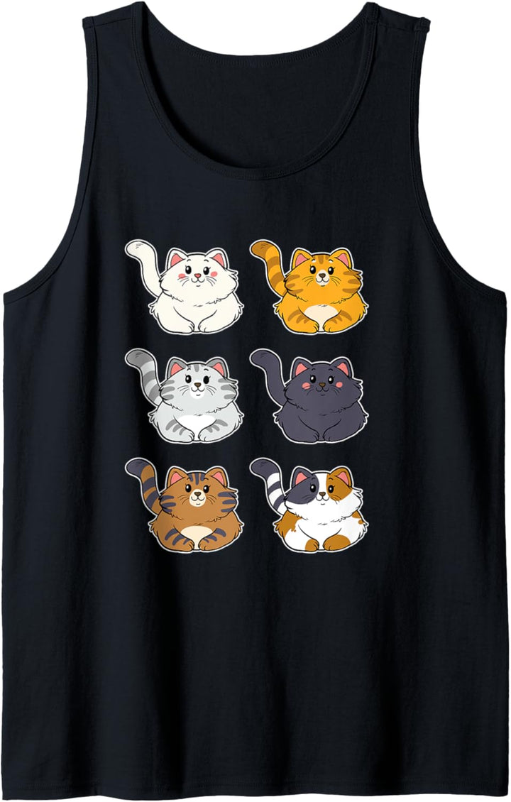 Niedliche Katzen Sammlung Schnurren Getigerte Katze Miau Tank Top