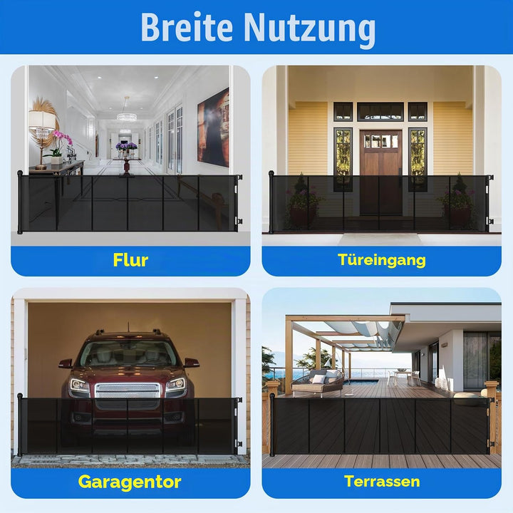 MYPIN Extra breites Türschutzgitter Ausziehbar, 0-254cm Treppenschutzrollo Hund Türgitter und Baby T