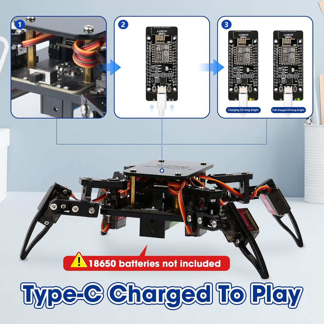 STEM Toys Programmable Bionic Spider Robot Kit, Science Kit for Kids Age 8-12, Teens DIY Robotics Bu