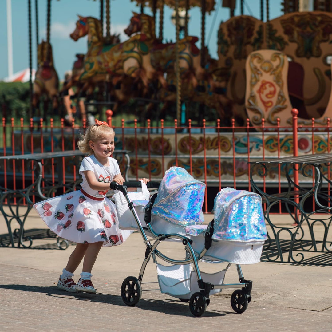 Roma Amy Childs Polly Sparkle Doppel-Puppenwagen 2-in-1 Kinderwagen & Babytragetasche – Meerjungfrau