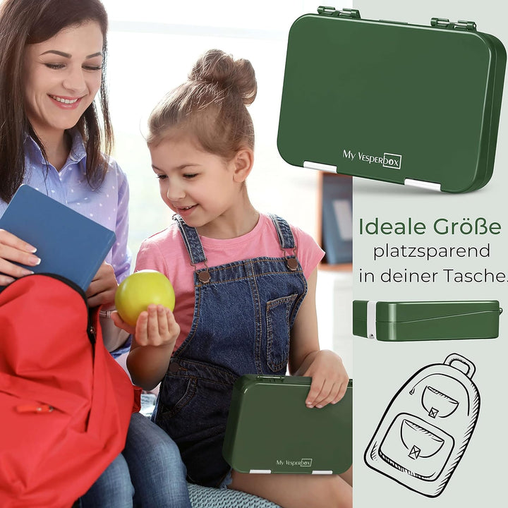 My Vesperbox® Brotdose für Kinder mit Fächern [LEN] - Lunchbox mit Trennfächern - Bento Box - Jausen
