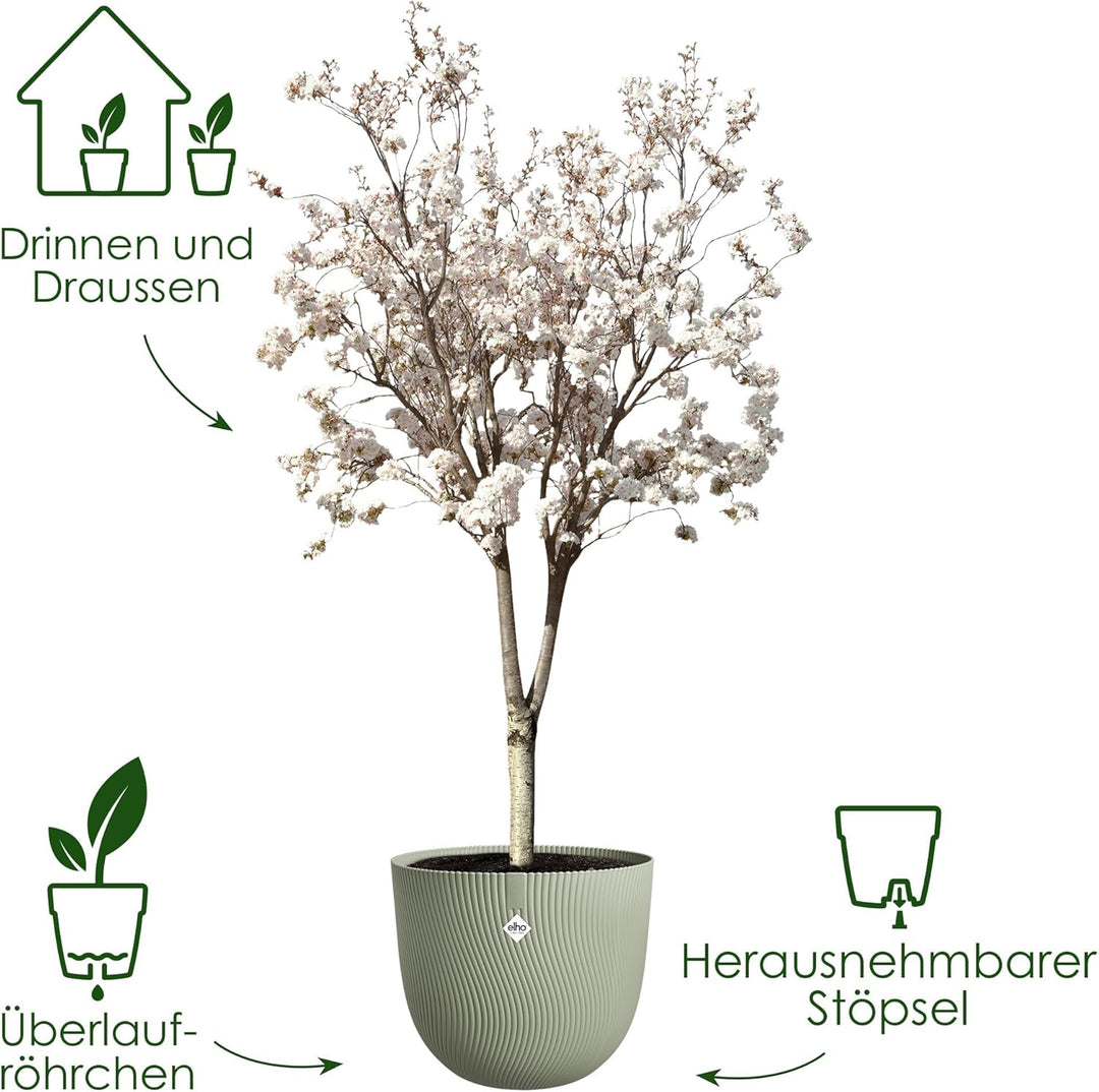 elho Sereh Round 47 Flower Pot for Indoor and Outdoor Use, 100% Recycled Plastic, Diameter 47.0 x He