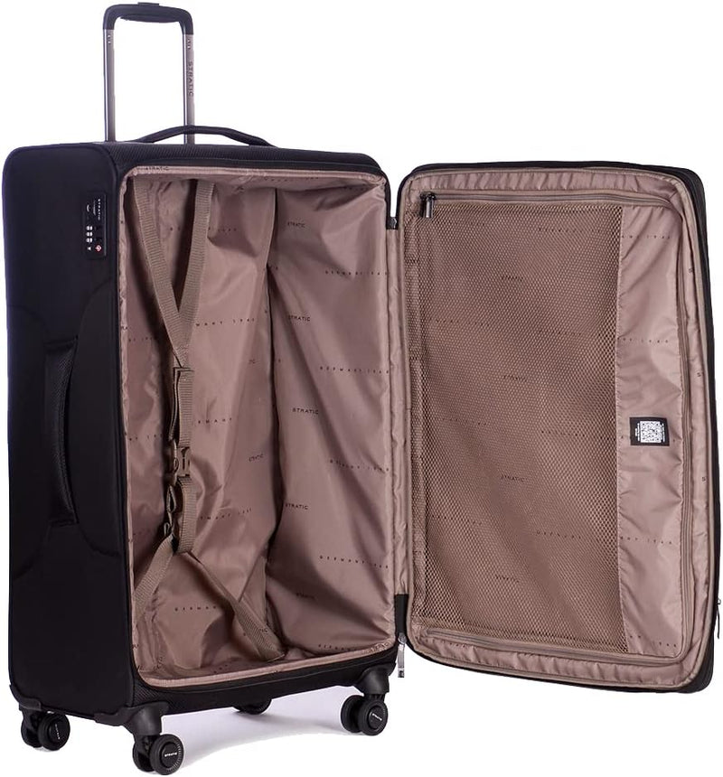 Stratic Mix Koffer Weichschale Reisekoffer Trolley Rollkoffer gross, TSA Kofferschloss, 4 Rollen, Er