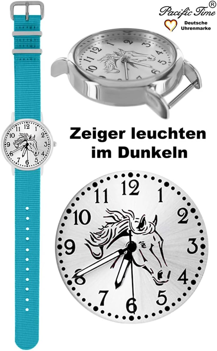 Pacific Time Kinder Uhr analog Quarz mit Textilarmband 10408