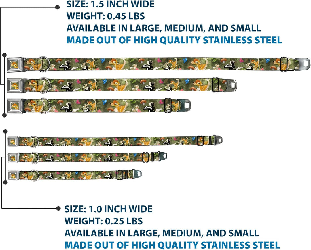 Buckle-Down dybx Bambi Face Sketch Schliessen Hundehalsband M - Fits 11-17" - 1.0" Wide, M - Fits 11