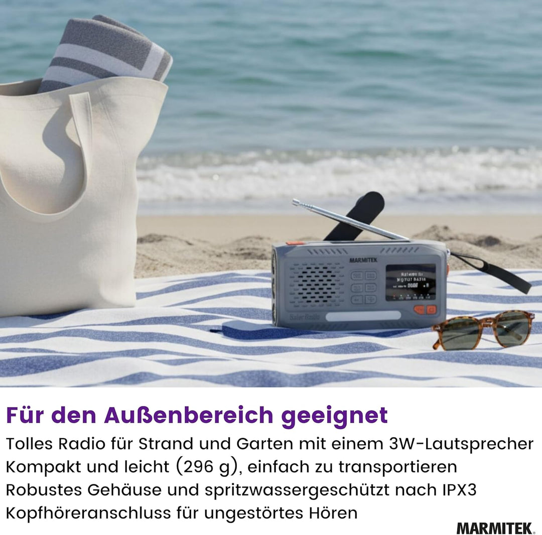 Notfallradio Marmitek RESQ 100 – Zuverlässige Kurbelradio mit DAB+ und Solar – Powerbank 4500 mAh &