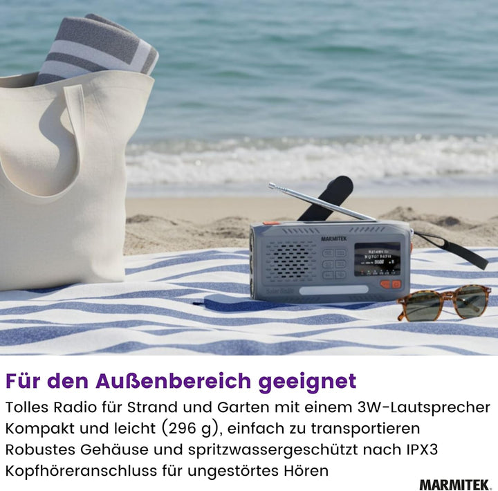 Notfallradio Marmitek RESQ 100 – Zuverlässige Kurbelradio mit DAB+ und Solar – Powerbank 4500 mAh &
