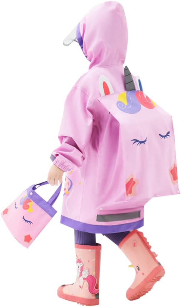 Kinder Regenmantel Jungen Mädchen Regenponcho Wasserdicht Cartoon Regenjacke Wiederverwendbare Regen