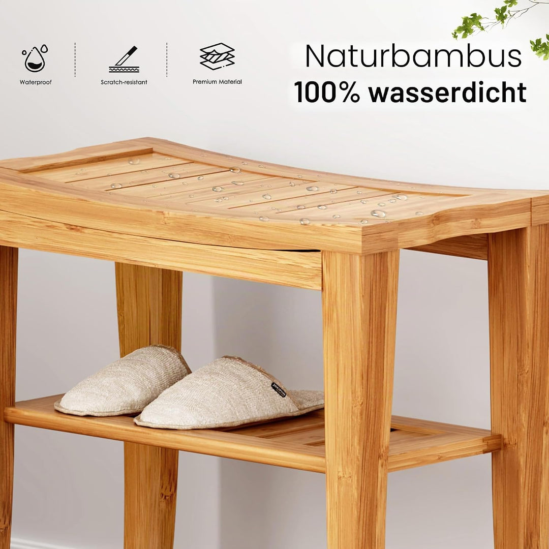 sogesfurniture Bambus Hocker Sitzhocker Duschhocker, Ablage Badhocker, Badezimmer Sitzbank, Mehrzwec