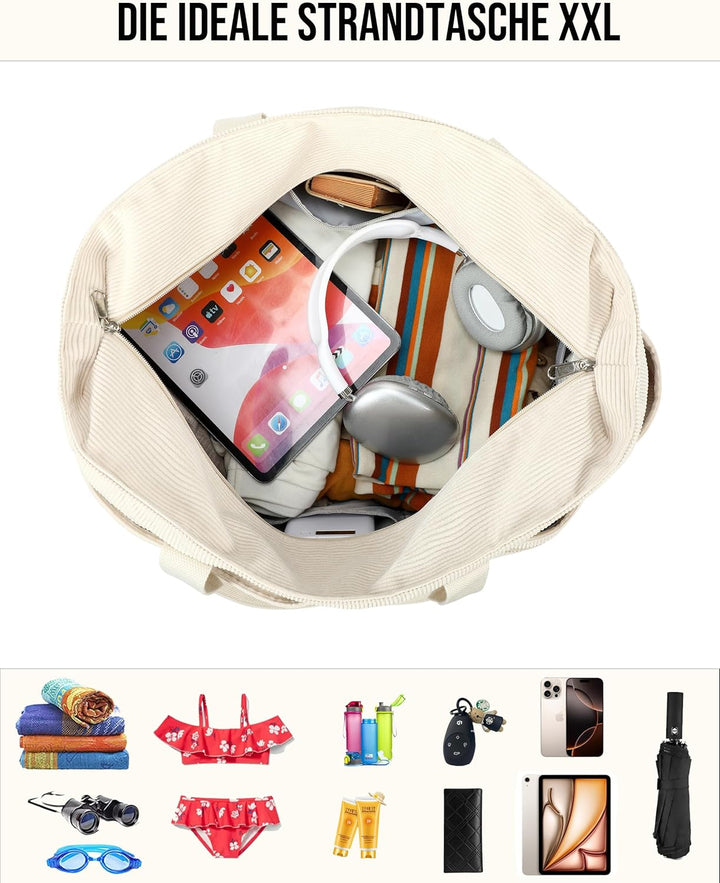 Makukke Grosse Reisetasche Damen Weekender mit Nassfach & Schuhfach, XXL Strandtasche mit Reissversc