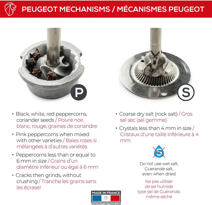 Peugeot Bistro Mühlen-Set Pfeffer/Salz, Klassische Mahlgradeinstellung, Höhe: 10 cm, Holz, Weiss/Sch