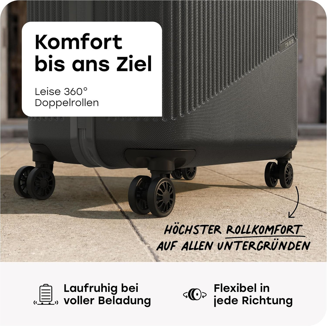 travelite 4-Rad Hartschalenkoffer gross 96 Liter, Gepäck Serie BALI: ABS Hartschalen Trolley mit TSA