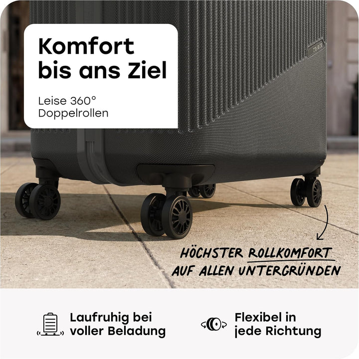 travelite 4-Rad Hartschalenkoffer gross 96 Liter, Gepäck Serie BALI: ABS Hartschalen Trolley mit TSA