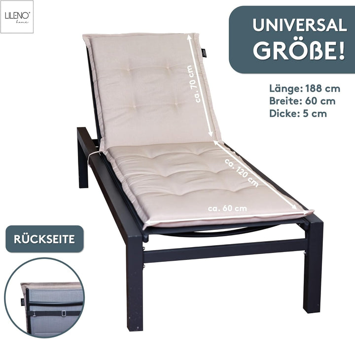 LILENO HOME Sonnenliege Auflage als [1er Set - Rollliege] in Creme Uni - Gartenliegen Auflage perfek