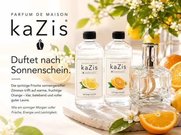 KAZIS® I Duft-Set Spritzige Zitrone + Aromatische Orange I 2 x 1 Liter I Für Alle Katalytischen Lamp