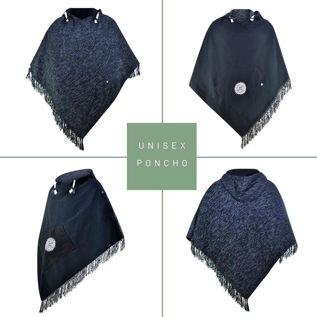 virblatt - Poncho Herren | Baumwolle | Herren Poncho Winter |zum Wenden| Mexiko Poncho Herren warm K