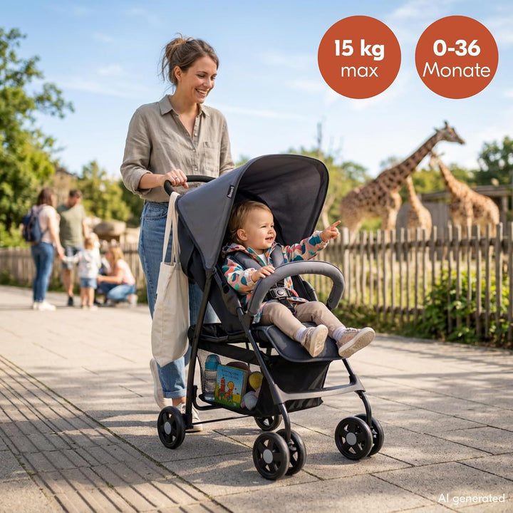 hauck Buggy Sport, Ultra Leicht - nur 5,9 kg, für Kinder bis 15 kg, Klein Zusammenklappbar, Reisebug