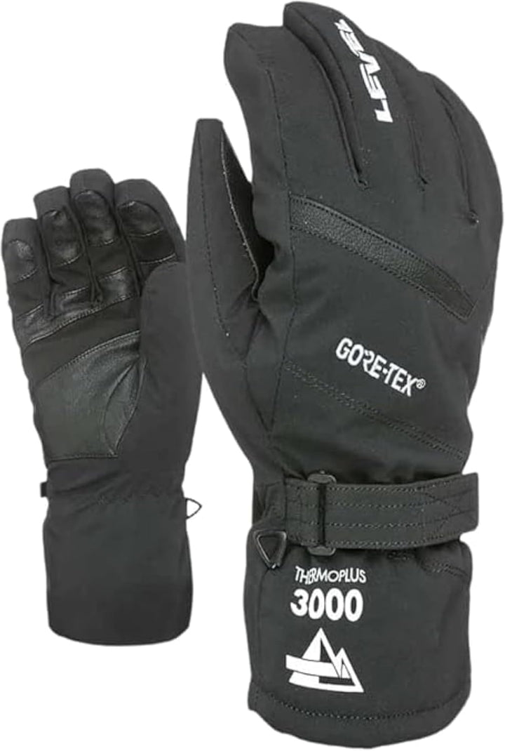 Level wasserdichte Gore-Tex Herren Outdoor Skihandschuhe 7.5/SM Schwarz, 7.5/SM Schwarz