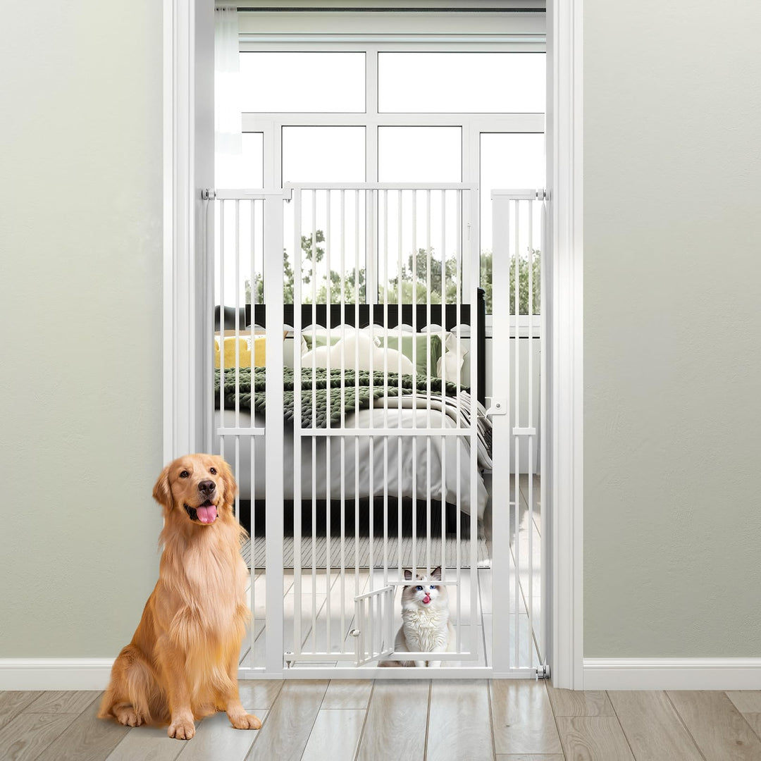 COSTWAY Türschutzgitter Hunde, Absperrgitter ganz hoch, 77-104 cm x 150 cm, Schutzgitter mit Kleiner