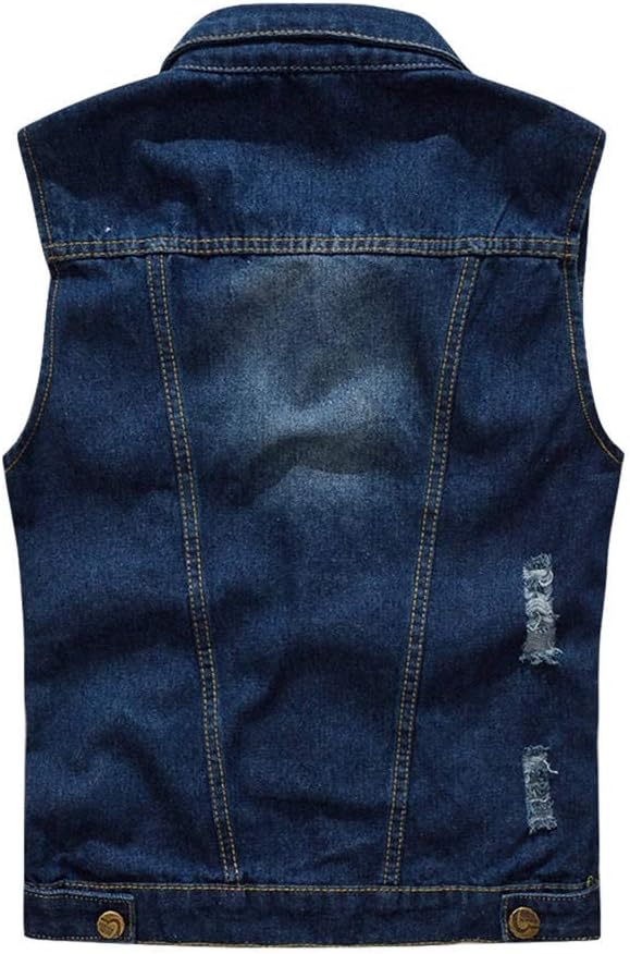 YOUTHUP Weste Herren Denim Casual Zerrissen Jeansweste Outdoor Vintage | Freizeitweste, Ärmellose, A