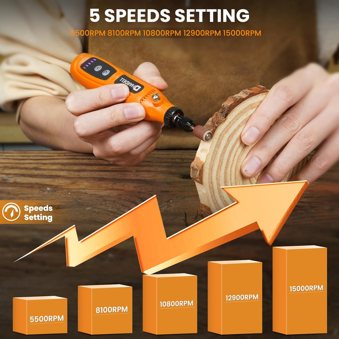 HARDELL Multifunctional Tool Battery 3.7 V, 5 Speed Rotation Tool, Use While Charging (Mini Orange),
